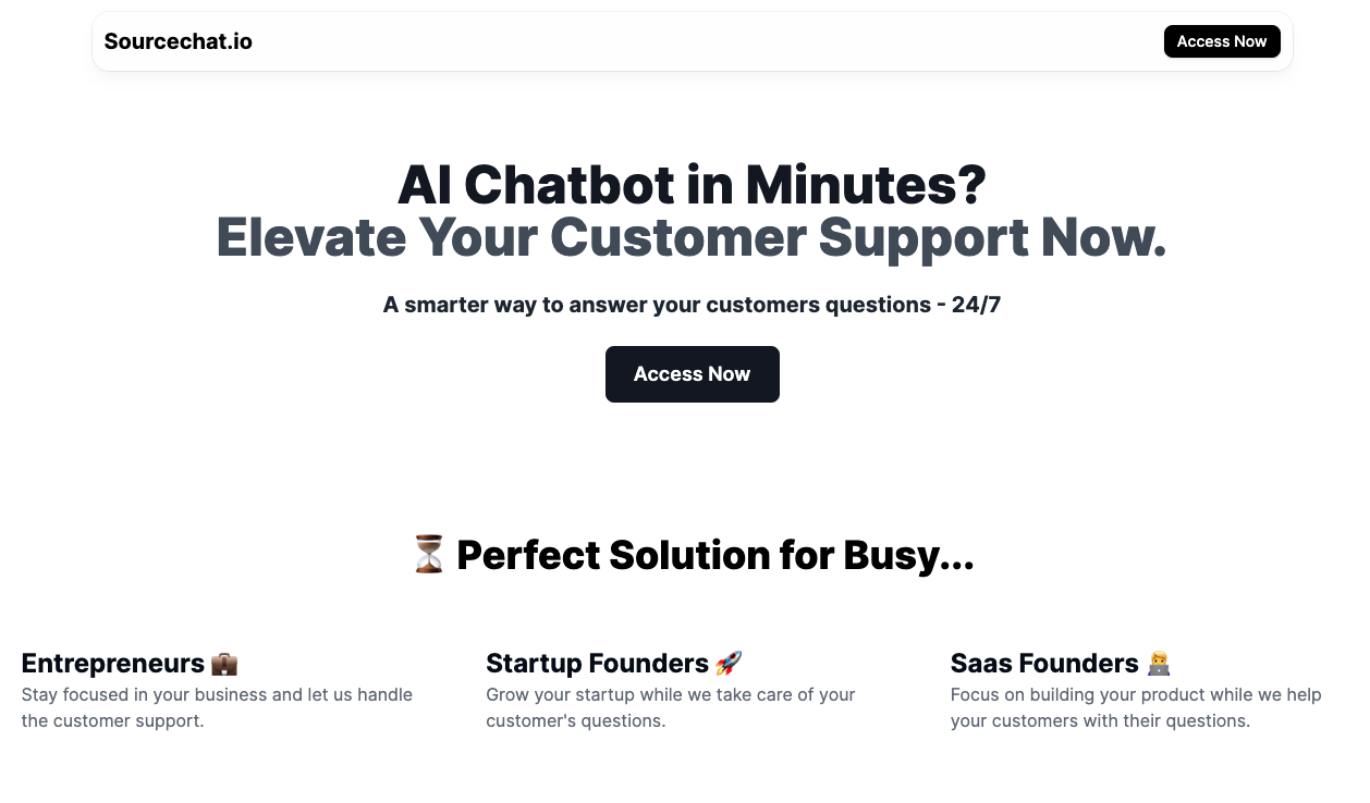 Sourcechat.io Landing page